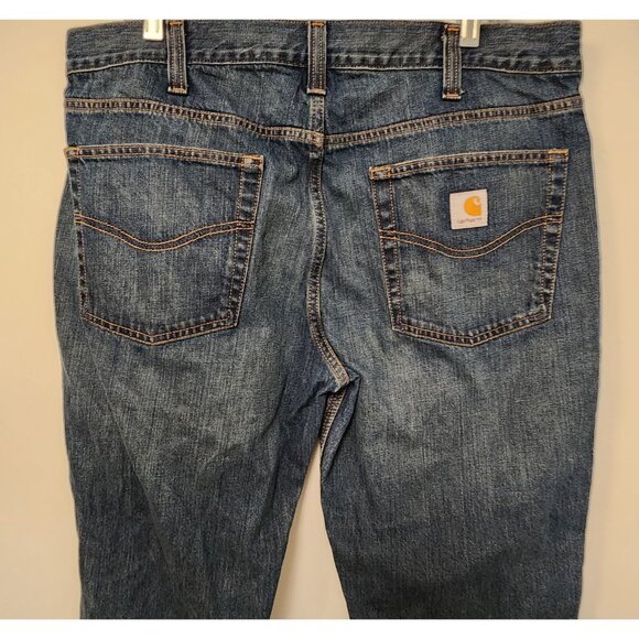 Carhartt Work Jeans Relaxed Straight Fit Blue Medium Wash Mens Size 38 x 30 - Picture 8 of 15